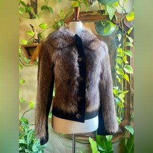 Vintage Women’s Real Fur & Leather Jacket | Raccoon, Black | PRICE FIRM❣️